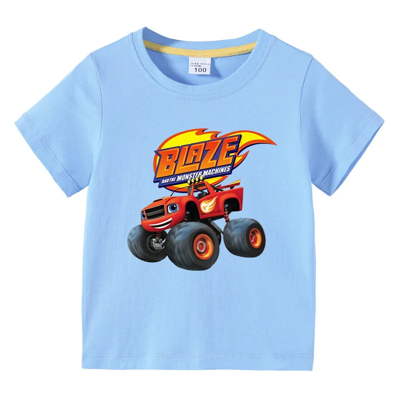 Blaze And The Monster Machines Cartoon Kids Funny T-Shirts Baby Boys Cool Summer T shirt Children Tops Girls Clothes 1-10Y