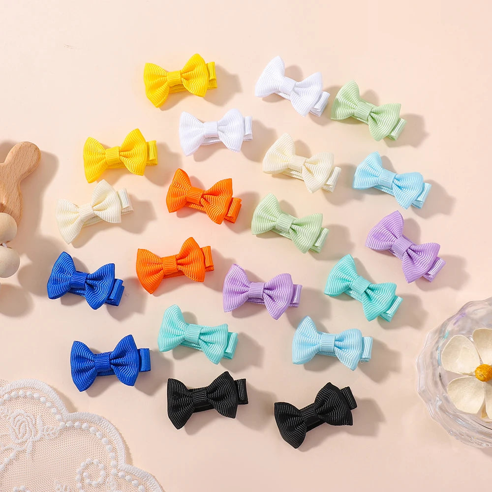 10pcs/Set Mini Hair Bow Clips for Baby Girls Cute Dopamine Color Handmade Bowbots Hairpins Lovely Headwear Kid Hair Accessories