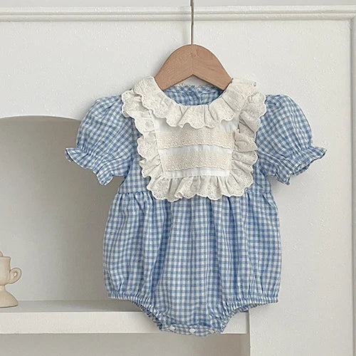 2024 New Summer Sisters Clothes Girls Princess Dress Toddler Baby Bodysuits Short Sleeved Cotton Print Kids Party Dress