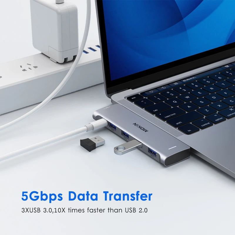 MOKiN 5 IN 2 USB 3.0 Hub 4 Ports TB3 USB HUB for Mouse, Keyboard Compatible with MacBook Pro Air Laptop Desktop Splitter
