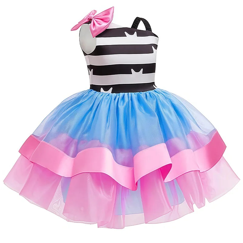 Rainbow Cartoon Cat Costume For Girls Kids Princess Birthday Tutu Dress Outfit For Children Halloween Party Carnival Dress Up