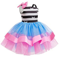 Rainbow Cartoon Cat Costume For Girls Kids Princess Birthday Tutu Dress Outfit For Children Halloween Party Carnival Dress Up