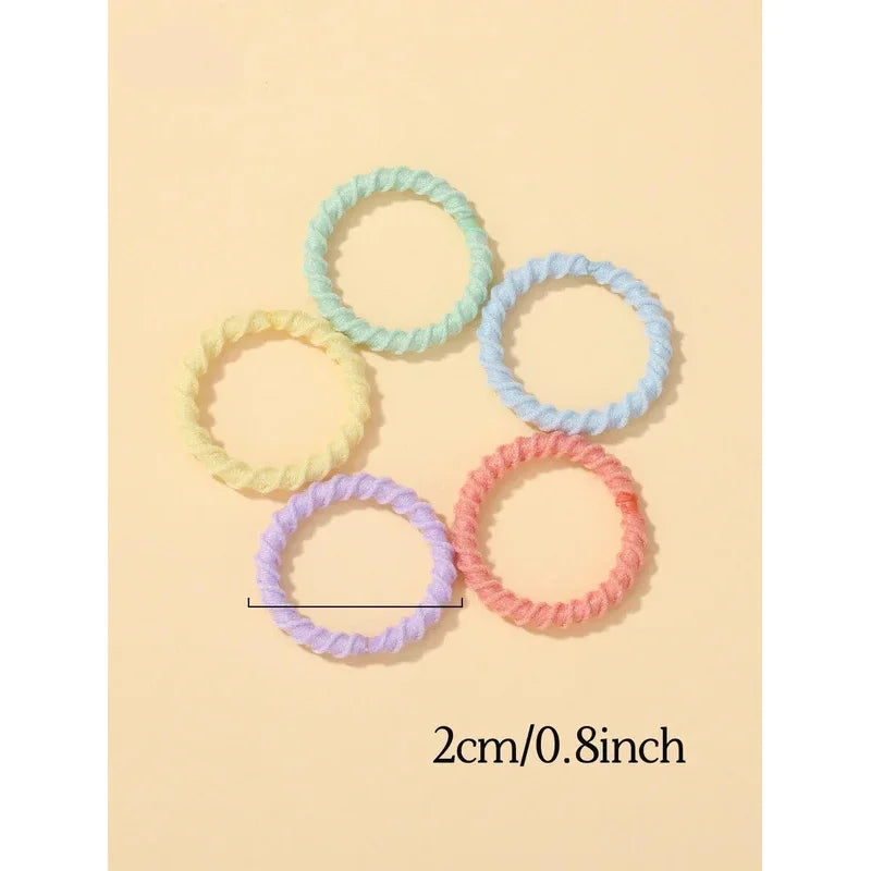 100pcs Children, Baby, Rubber Band, Girl, No Harm To Hair, Candy Colored Rubber Band, Ponytail, Headband, Tie Thumb, Headband