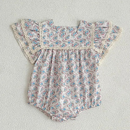 2024 New Summer Sister Clothing Kids Princess Dresses Infant Baby Jumpsuit Short Sleeved Cotton Print Baby Girl Party Dress