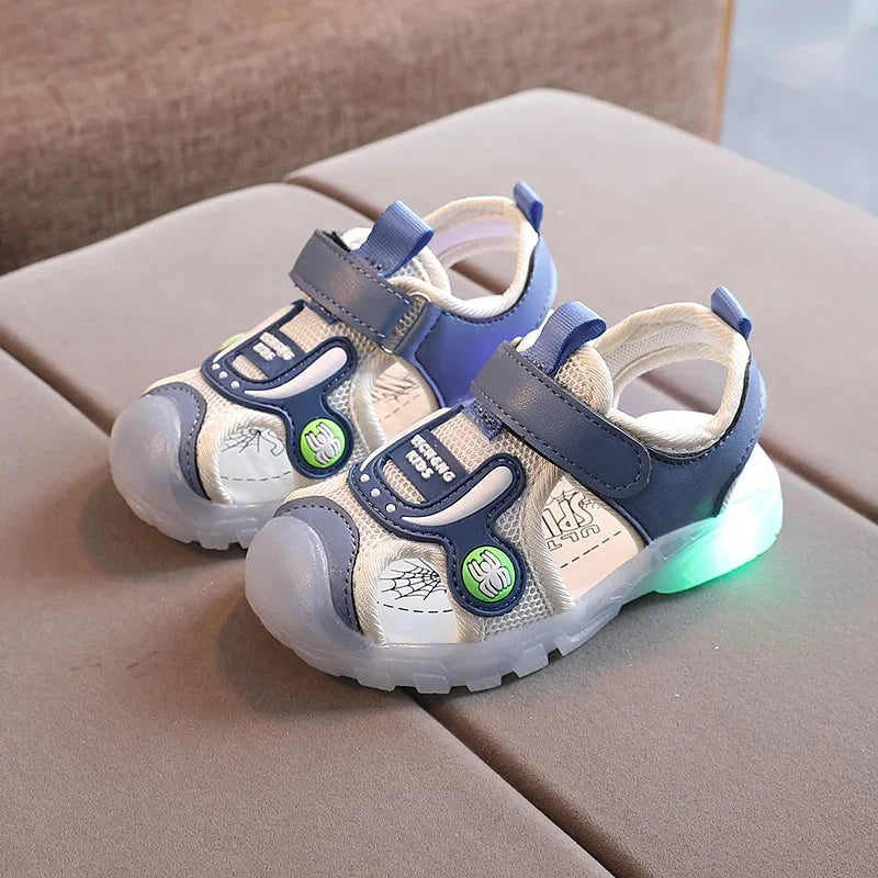 2‌025 LED Light Up Toddler Shoes | Cartoon Cowboy Sandals & Slippers with Soft Sole, Unisex Kids Summer Footwear