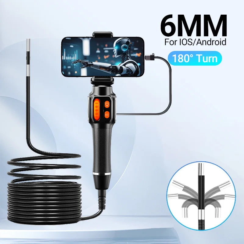 Two-Way Steering Articulating Borescope 1080P HD Endoscope Inspection Camera with Steerable Probe for Engine Pipeline Automotive Repair Pipe Sewer Drain Wholesale