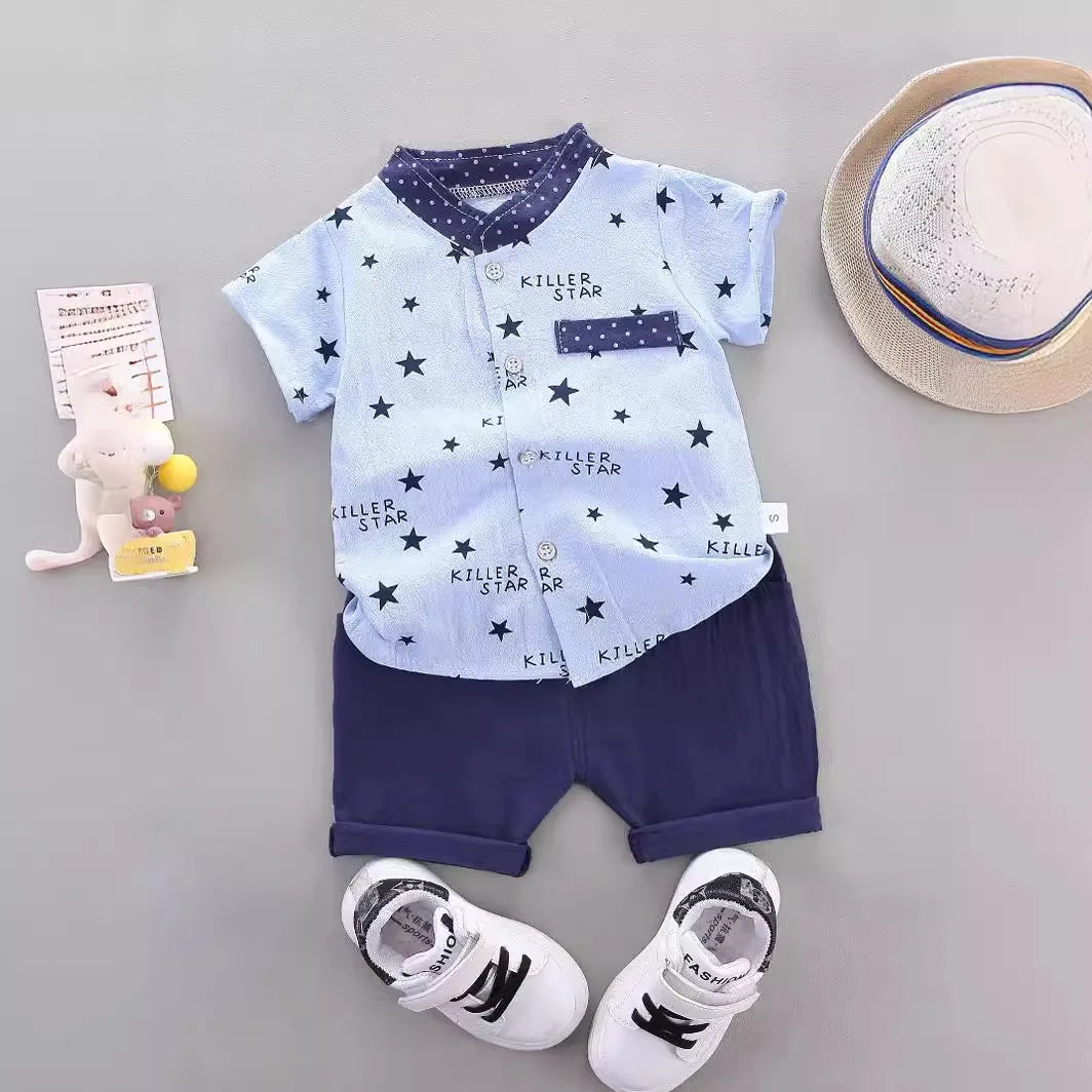 Children's clothing summer Korean version thin baby suit cartoon trendy casual two-piece set