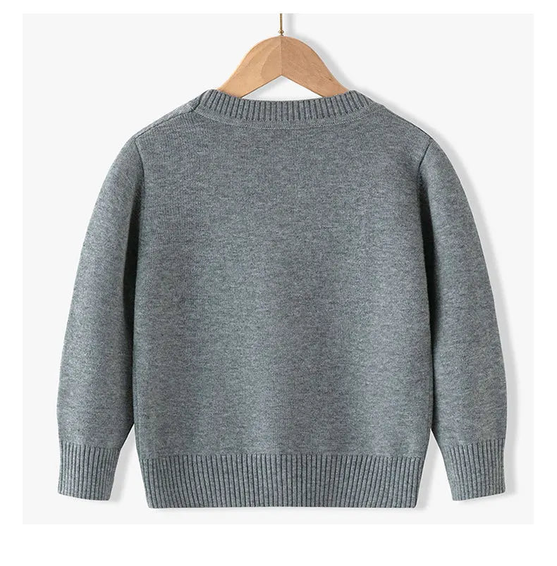 95% Cotton Children Soft Loose Knitted Sweater V Neck Button Cardigans Jacket Full Sleeve Casual Knitwear Boys Girls Coat Jumper