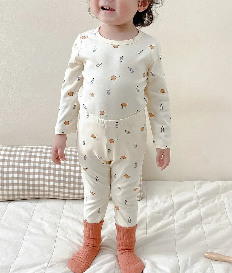 Kids Pijamas Set 2026 Baby Girls Boys Pajamas Cute Cherry Print Cotton Children's Two Piece Set Sleepwear