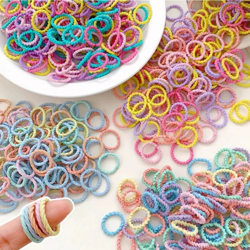 100Pcs/bag Children's Rubber Band Girls Tie Hair Without Hurting Good Elasticity Durable Headband Infant Cute Baby Thumb