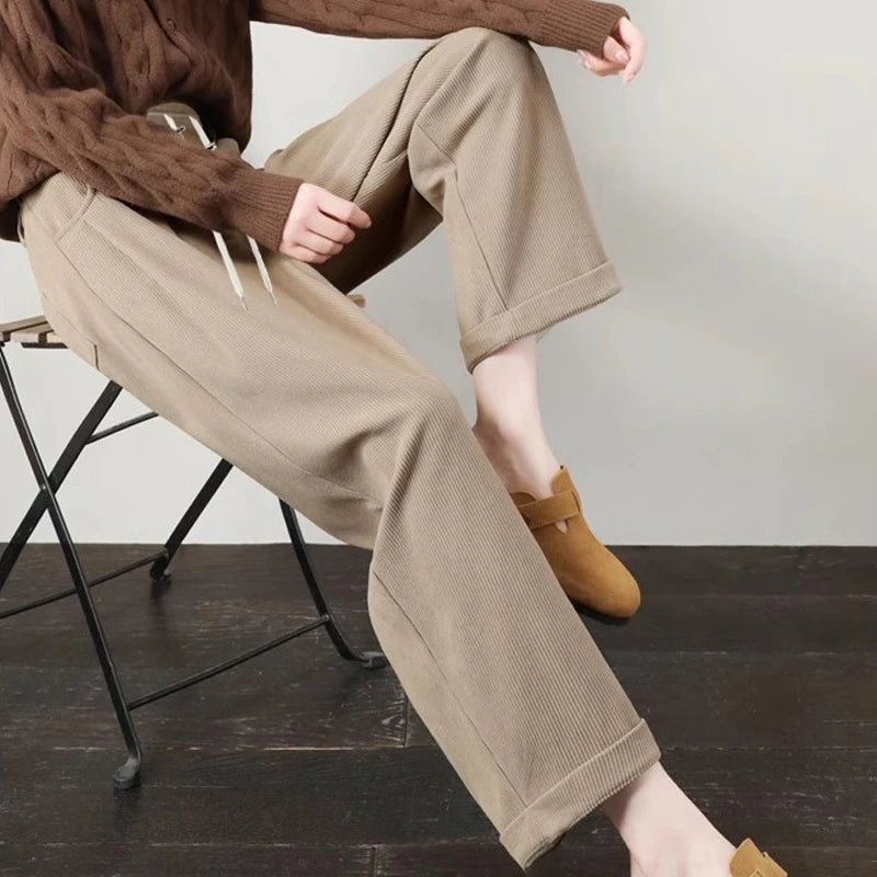 M-4XL Pregnant Women Cotton Fleece Radish Pants Autumn Ankle-length Maternity Corduroy Trousers High Waist Pregnancy Sweatpants