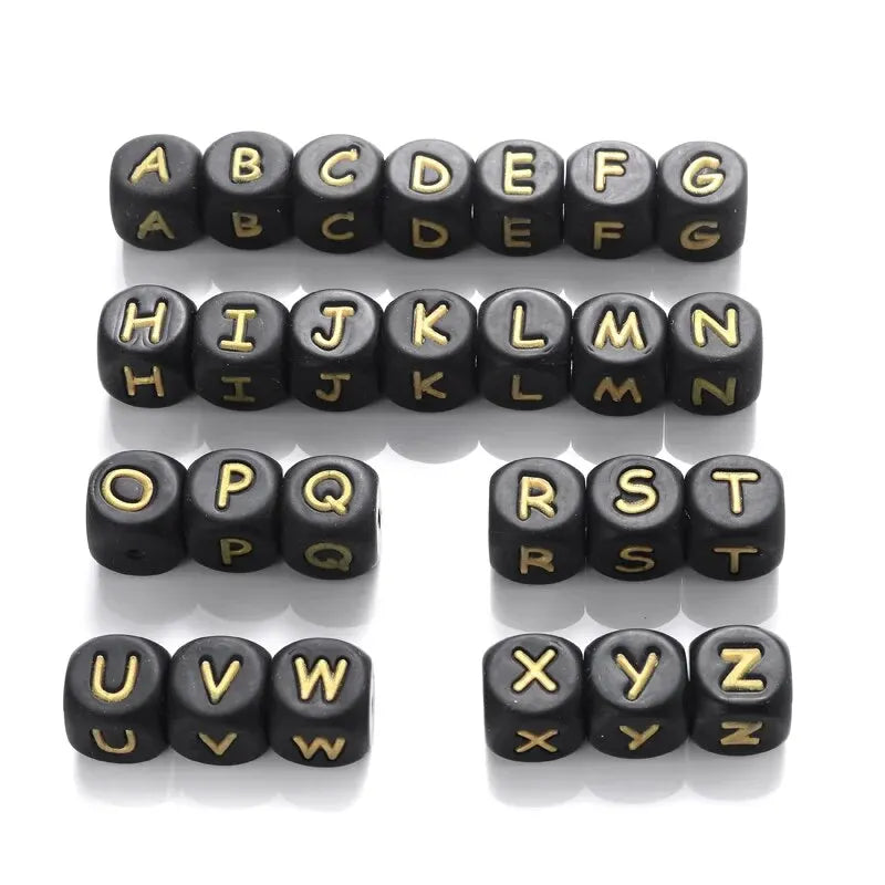 26Pcs Silicone English Letter Beads 12mm Alphabet Silicone Chewing Bead for Pacifier Clip Chain Teether Accessories BPA Free