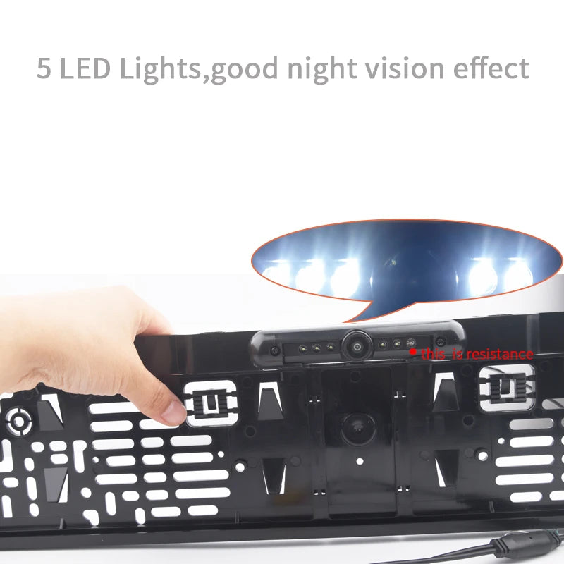 New Arrival!Dynamic Trajectory European License Plate Frame Rear View Camera System With Night Vision LED Lights