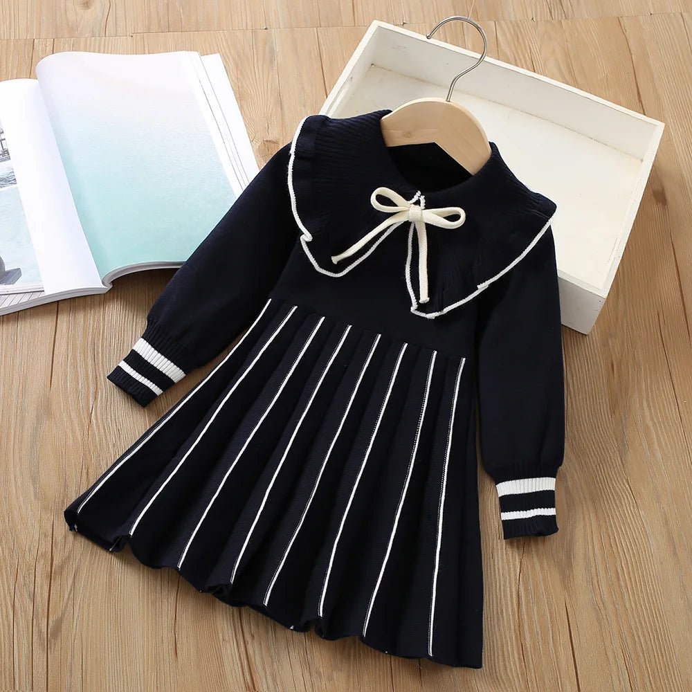 Girls Dress Winter Knitting Sweater Dress Autumn Long Sleeve Princess Dress Vestidos Warm Toddler Girl Clothes Kids Clothing