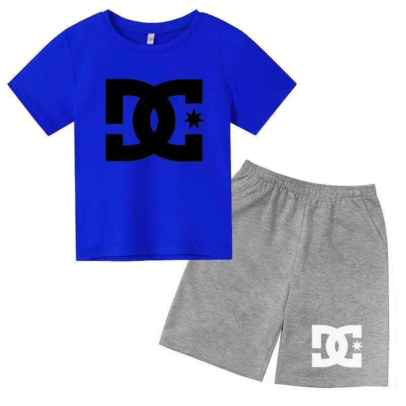 Ensembles d'été Enfants 3-13 Ans Imprimé Mignon T-shirt Sport Manches Courtes + Shorts Décontractés Garçons Filles Tenues Cadeau