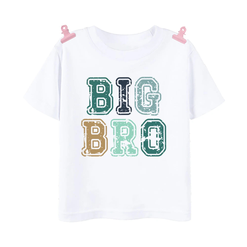 Big Bro Big Sis Little Bro Lilttle Sis Print Family Matching Shirt Boys Girls Sibling Tee T-shirt Kids Summer Short Sleeve Tops