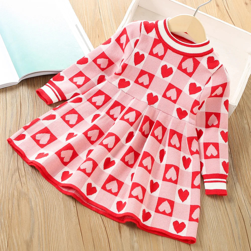 Girls Dress Winter Knitting Sweater Dress Autumn Long Sleeve Princess Dress Vestidos Warm Toddler Girl Clothes Kids Clothing