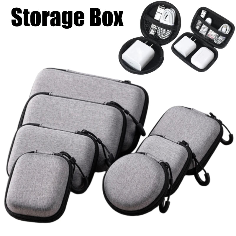 Portable Charger Case Earphone Storage Carrying Pouch Waterproof for Electronic Accessories Travel Organizer Earbuds Keychain
