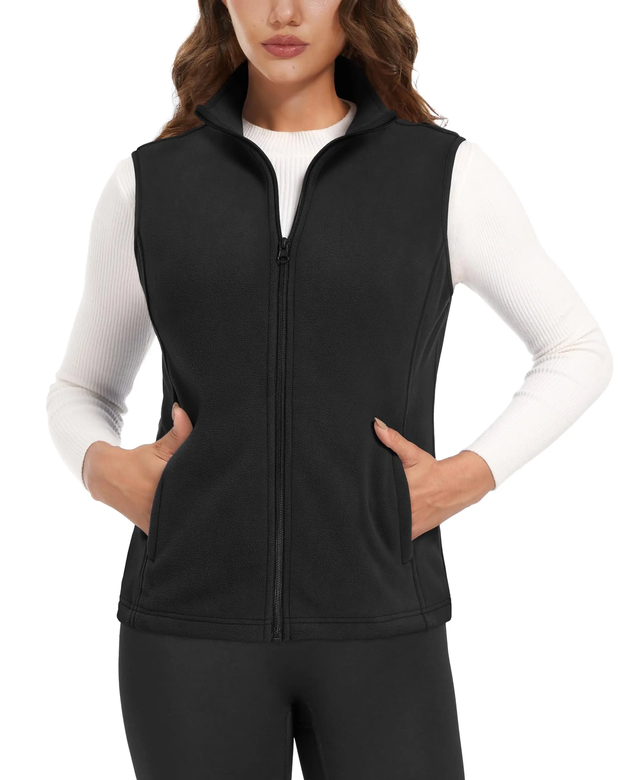TACVASEN Autumn Winter Soft Warm Vest Womens Fashion Fleece Sleeveless Jacket Lightweight Outdoor Casual Zipper Front Waistcoat