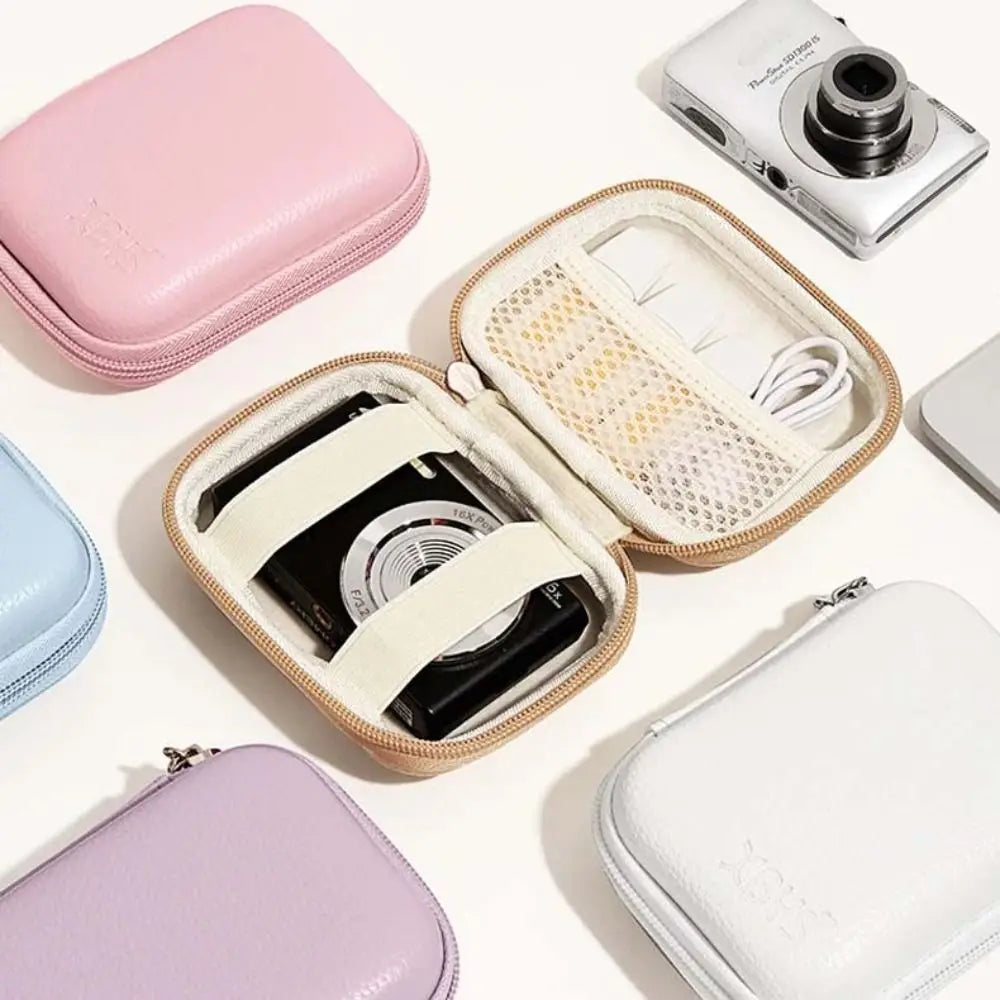 PU Leather Digital Camera Case Hard Shell Shockproof Cameras Storage Holder Zipper Pouch Waterproof Camera Carrying Bag