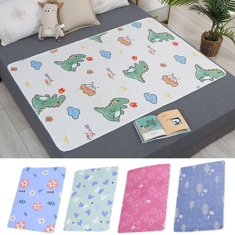 Cute Waterproof Washable Mattress Urine Mat for Baby Toddlers Cartoon Bed Protector Diaper Bedding Urine Pads Cloth Breathable