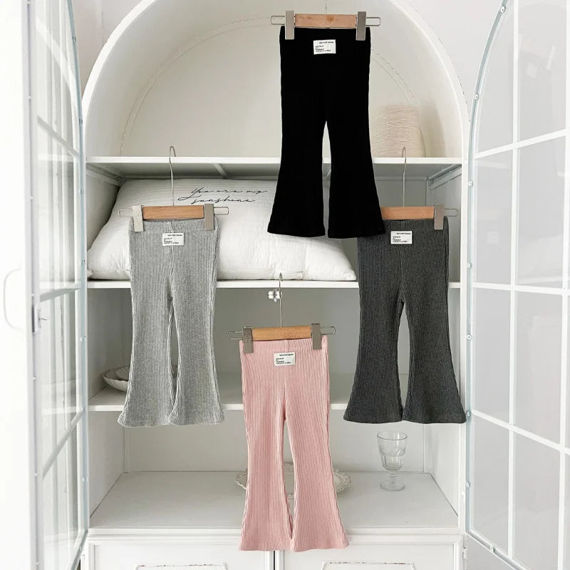 Solid color leggings，Spring new arrivals for girls，Fashionable bell-bottom pants，Versatile and slimming when worn outdoors
