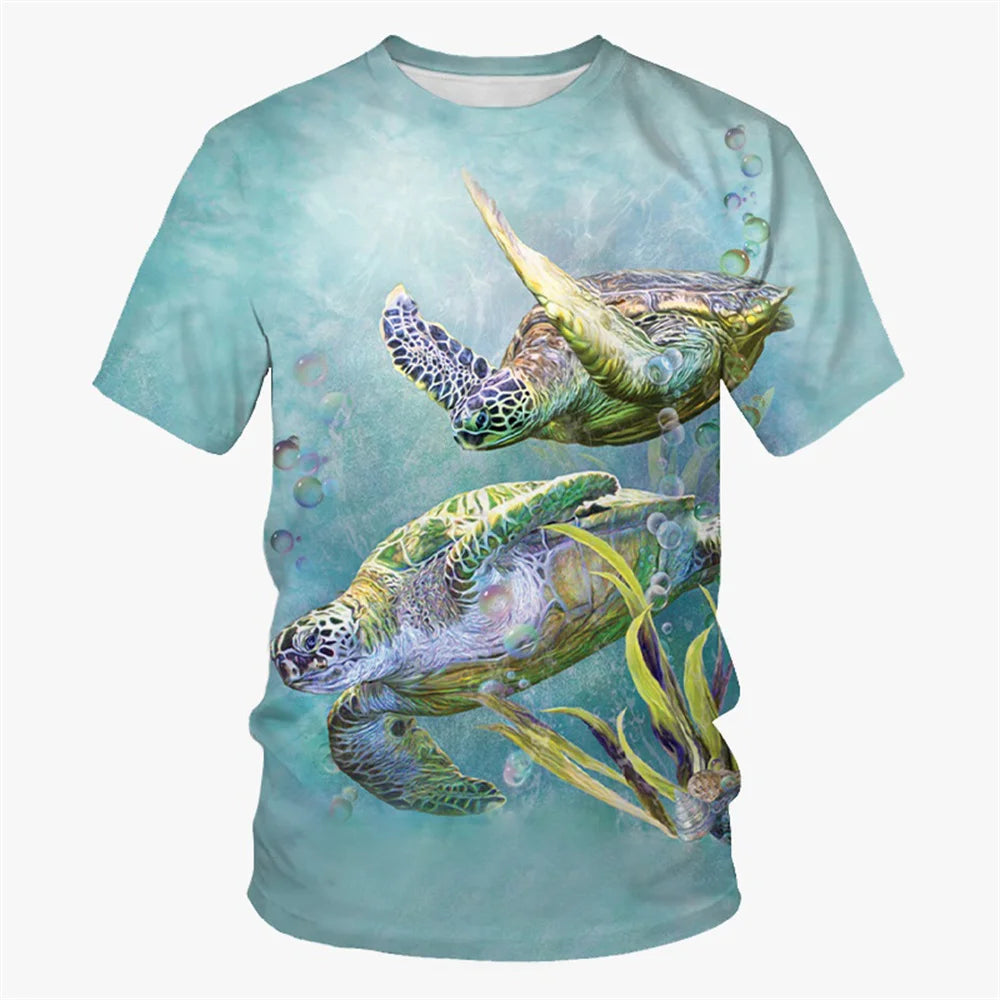 Sea Turtle Pattern T-Shirt for a Boy Girls Clothes Boy T-Shirts Fashion Short Sleeve Boys Clothes Round Neck Children's T-Shirt