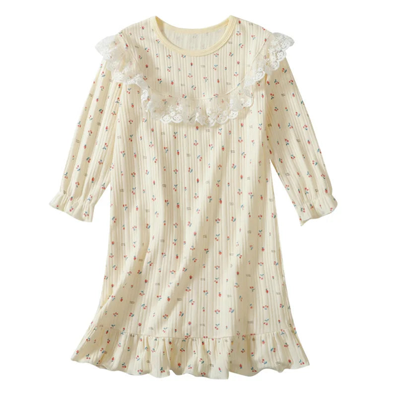 New Delivery Children Clothes Baby Autumn Spring Long Sleeve Pajama Nightdress Home Clothes 110-170 Students Strawberry Cotton