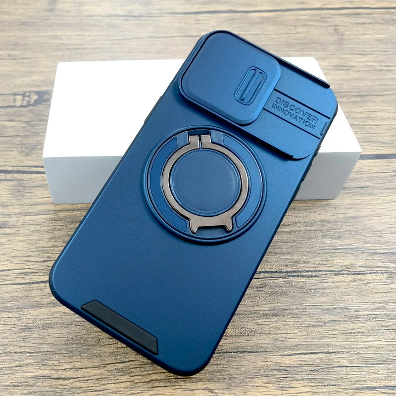 Shockproof Armor Case For iPhone 17 16 15 14 13 12 11 Pro Max 17Pro 16Pro iPhone17 Camera Lens Slide Cap Full Cover Stand Holder