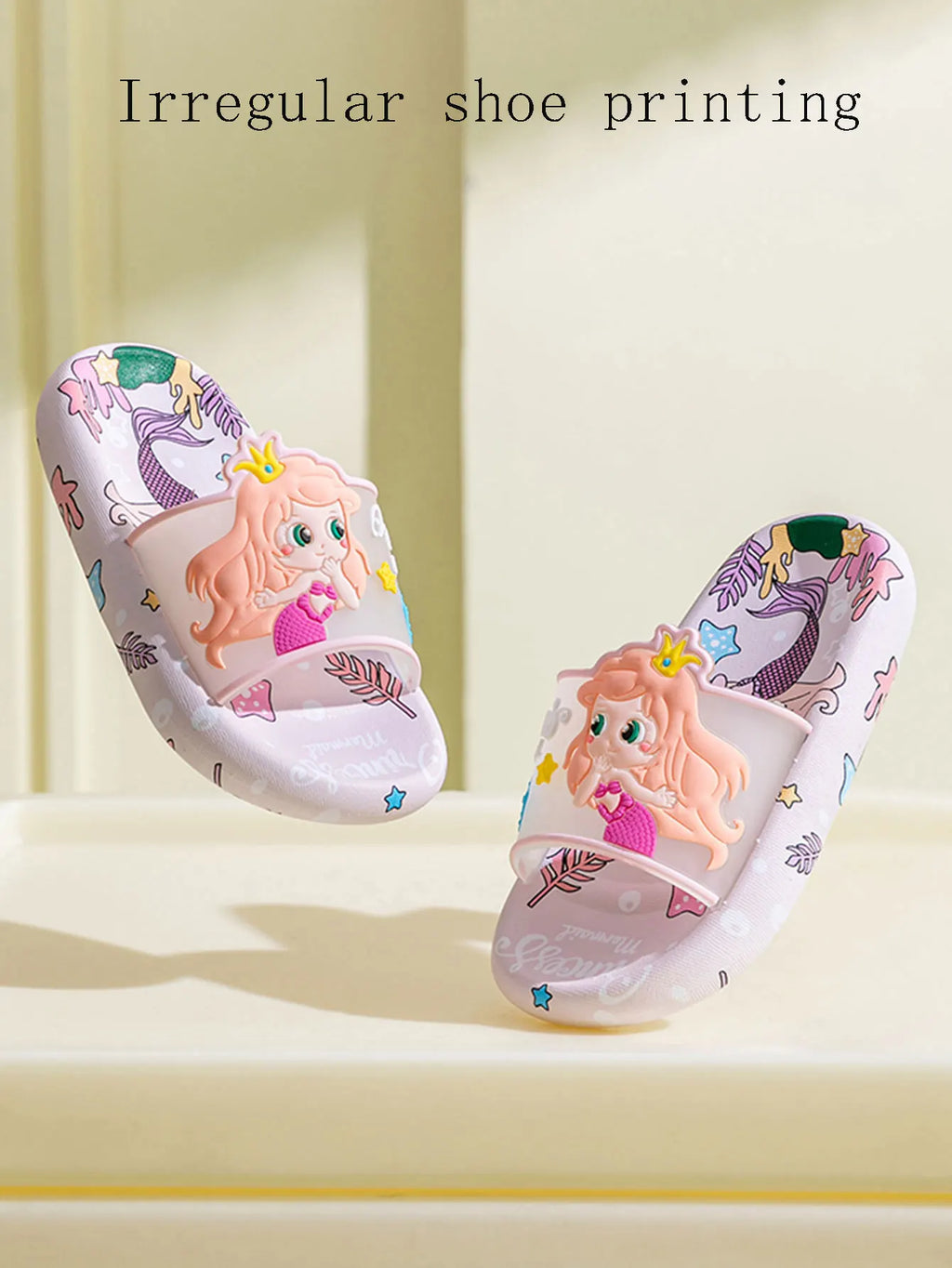 2025 Summer Children's Cute Cartoon Mermaid Cool Slippers Indoor and Outdoor Leisure Comfortable Anti slip Soft Bottom Home Slip