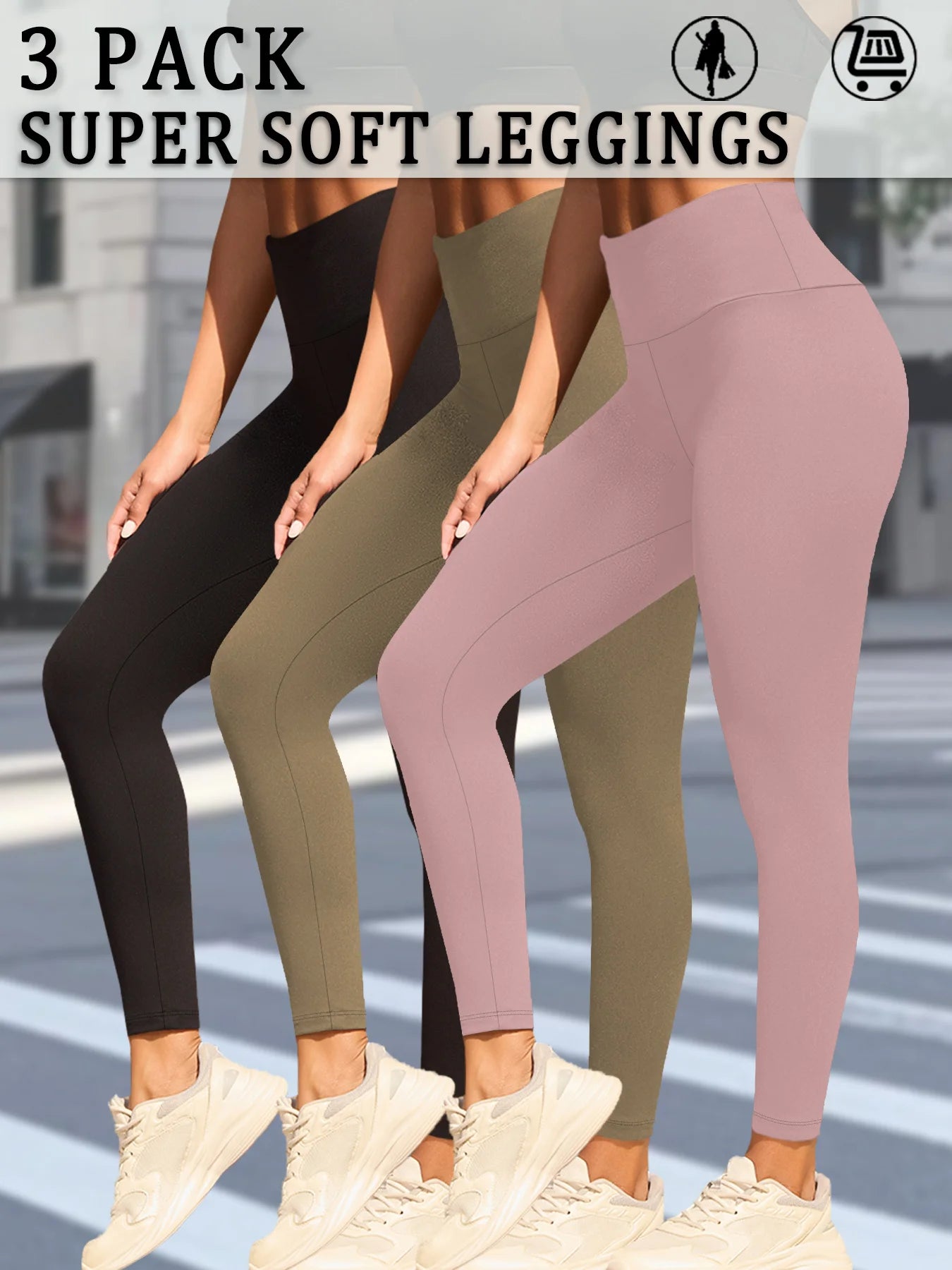 3 Pack Women's Super Soft Leggings High Waisted Tummy Control Workout Yoga Running Athletic Push Up Gym  Leggings