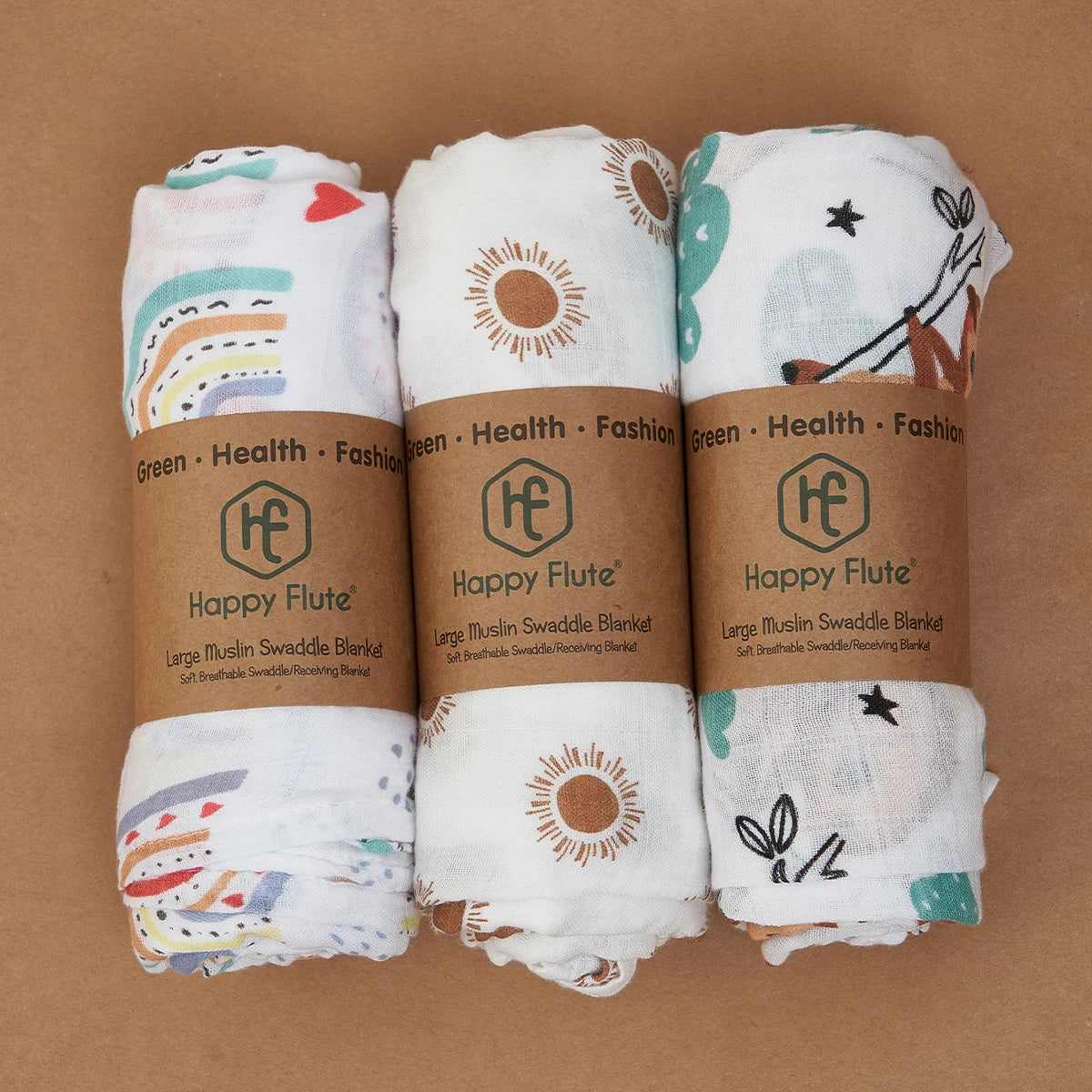 HappyFlute New 3Pcs Set 2layer Bamboo Cotton Soft Muslin SKIN-Friendly Swaddles Newborn Wrap Infant Baby Blankets