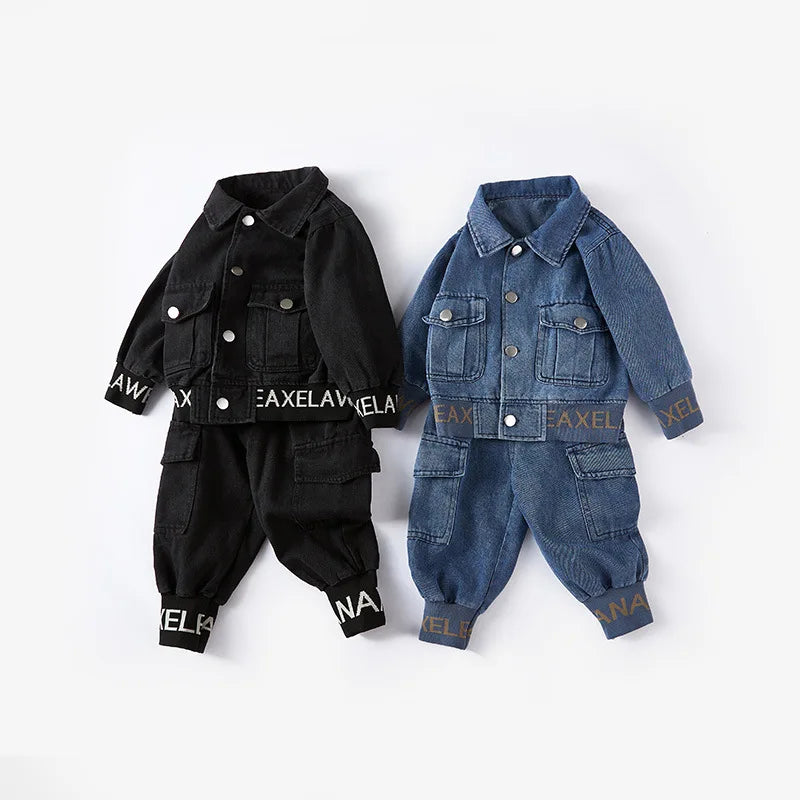 Children's Denim Set 2023 Spring Autumn New Boys and Girls Casual Long Sleeve Denim Set Baby Top and Pants Two Piece Set 2-7Y