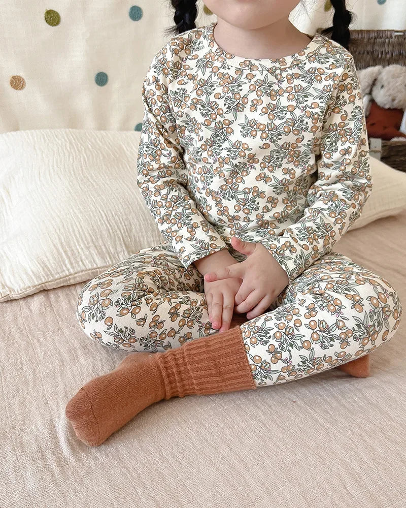 Kids Pijamas Set 2026 Baby Girls Boys Pajamas Cute Cherry Print Cotton Children's Two Piece Set Sleepwear