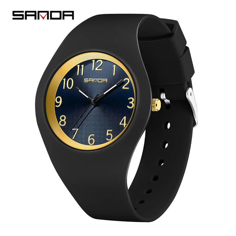 SANDA Fashion Ladies Children Quartz Watches for Boys Girls Kids Watch Waterproof Women Silicone Watchband Quartz Clock Gift