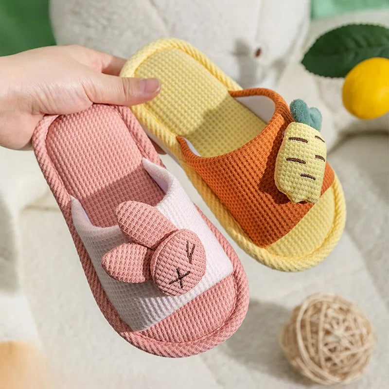 Kids' Slippers Rabbit Cotton Four Seasons Household Parenting Boys Girls Cartoon Summer Indoor Children's Fish Mouth Slippers