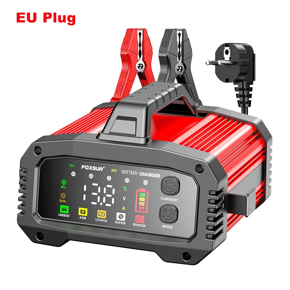 15A/24V 25A/12V Automobile Battery Chargers High Power Intelligent Booster Pulse Repair Car Battery Storage Cell Charging Device