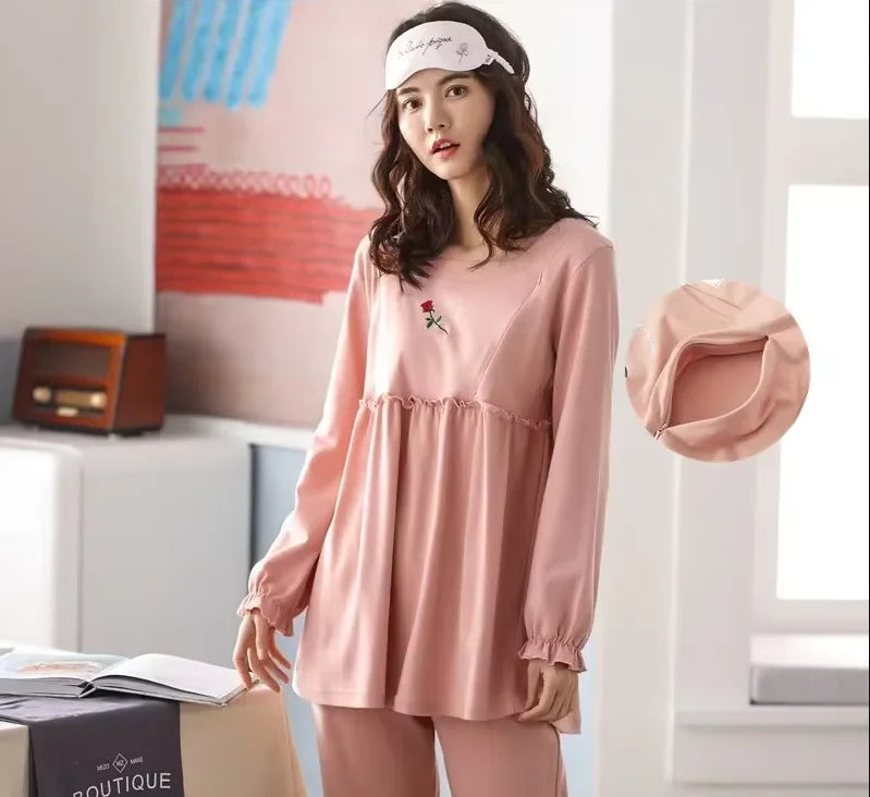Breastfeeding Pajamas Breast Feeding Nightwear Maternity Nursing Pajama Sets Autumn Maternity Nursing Sleepwear Pregnancy Pyjama