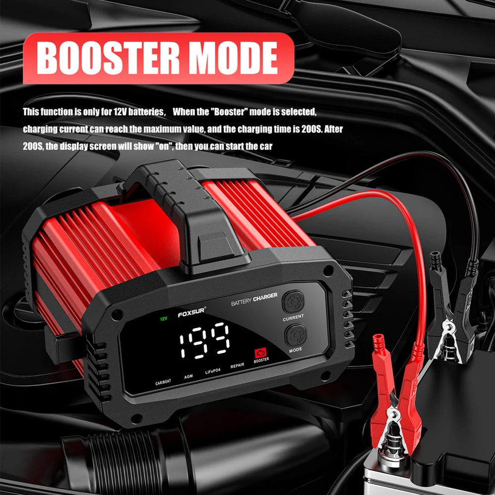 15A/24V 25A/12V Automobile Battery Chargers High Power Intelligent Booster Pulse Repair Car Battery Storage Cell Charging Device