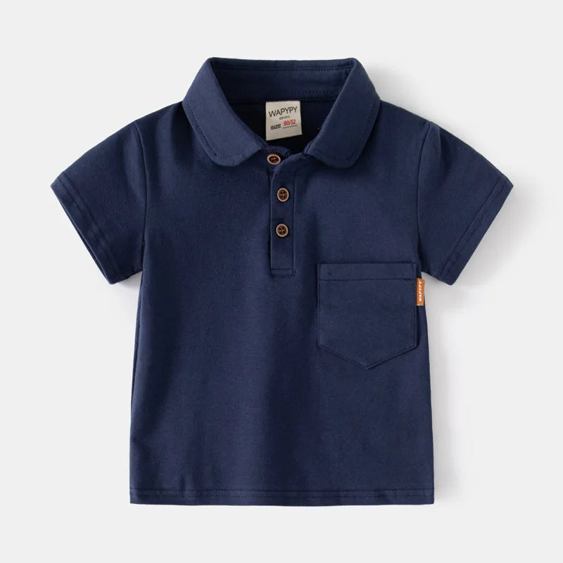 100%Cotton Boys Polo T Shirts Summer Children Clothing Toddler Boy Clothes Kids Top Basic White Black Shirt 2 to 3 4 5 6 7 Years