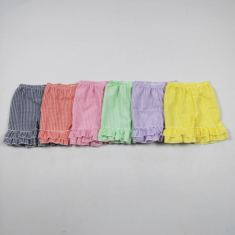 Wholesale Children Toddler Summer Seersucker Shorts Clothing Kids New Matching Baby Boy Girl Clothes