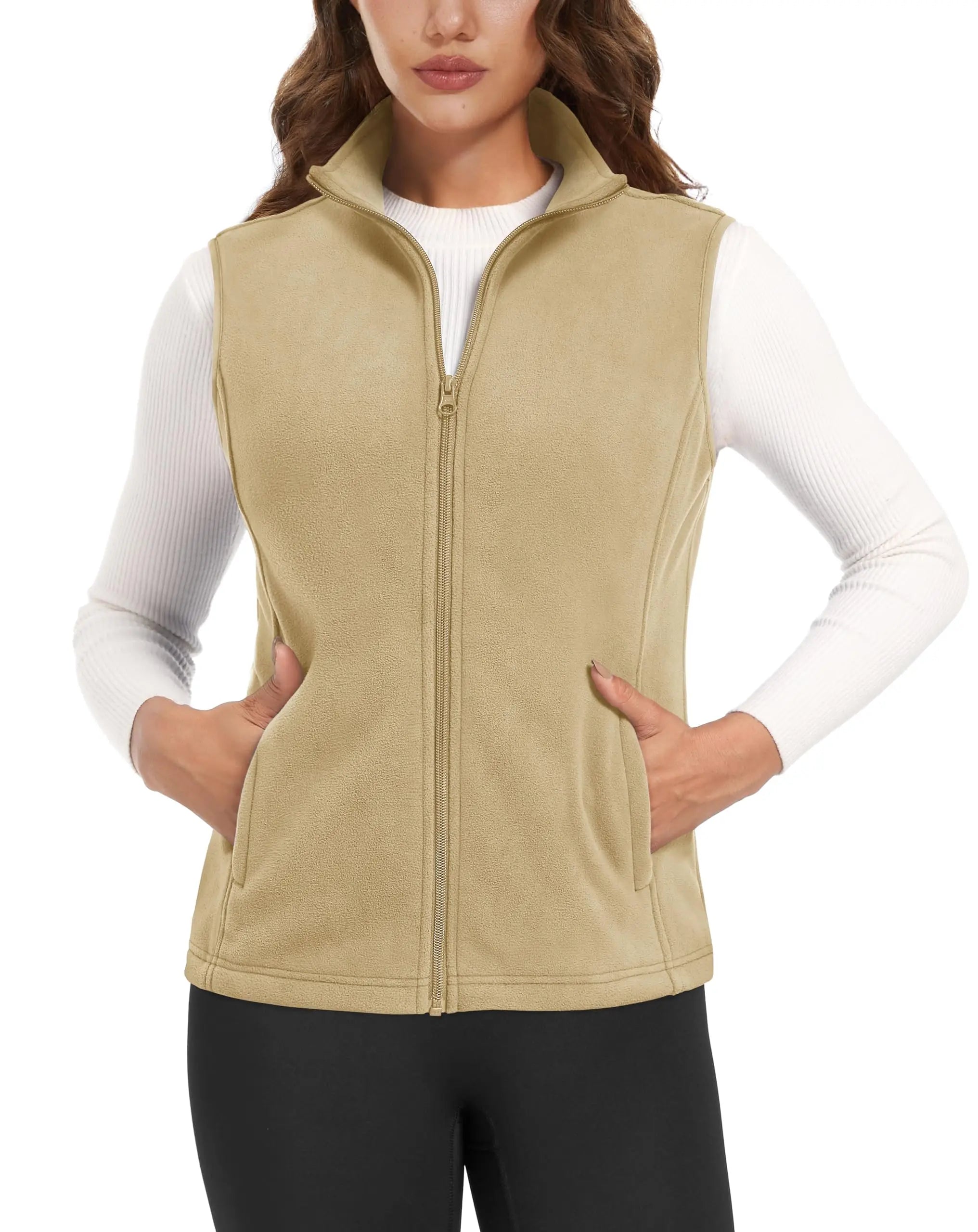 TACVASEN Autumn Winter Soft Warm Vest Womens Fashion Fleece Sleeveless Jacket Lightweight Outdoor Casual Zipper Front Waistcoat