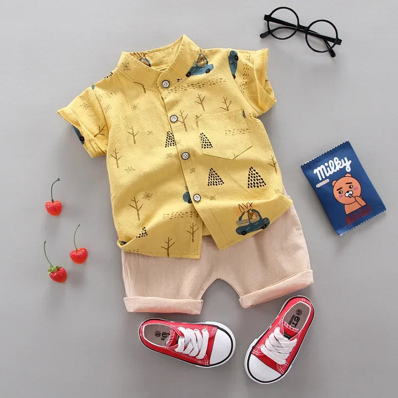 2024 Summer Casual Clothes Fashion Baby Boy's Suit Set Top Shorts 2PCS Baby Clothing Set For Boys Infant Suits Kids Clothes
