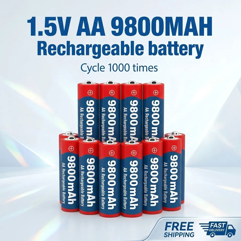 High Capacity 9800mAh 1.5V AA Rechargeable Alkaline Battery Durable for Camera, Microphone, Toy, LED Devices
