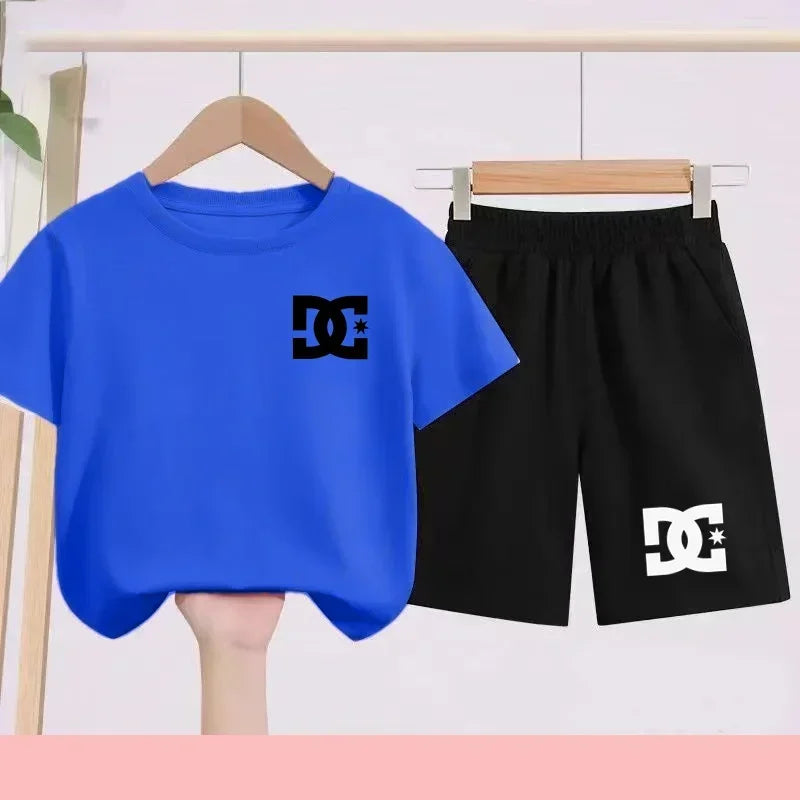 Ensembles d'été Enfants 3-13 Ans Imprimé Mignon T-shirt Sport Manches Courtes + Shorts Décontractés Garçons Filles Tenues Cadeau