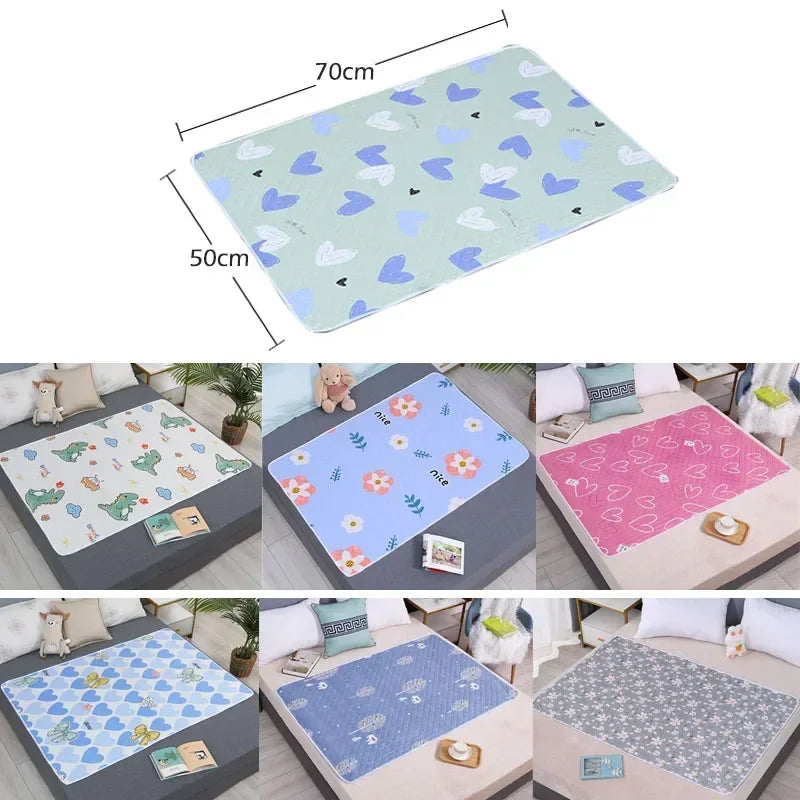 Cute Waterproof Washable Mattress Urine Mat for Baby Toddlers Cartoon Bed Protector Diaper Bedding Urine Pads Cloth Breathable
