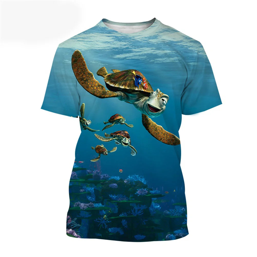Sea Turtle Pattern T-Shirt for a Boy Girls Clothes Boy T-Shirts Fashion Short Sleeve Boys Clothes Round Neck Children's T-Shirt