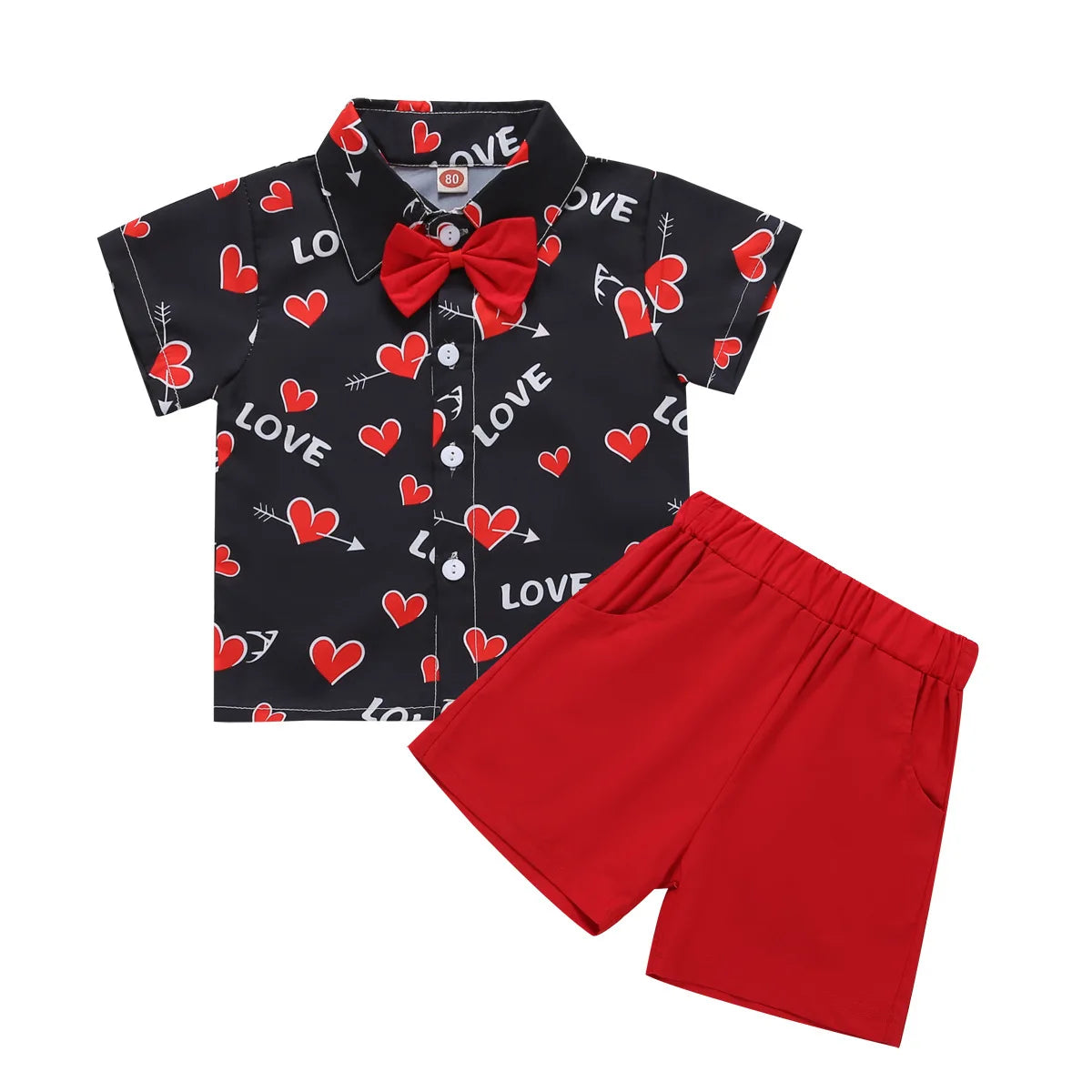 Ceeniu 1-5Y New Year Costume For Boy Christmas Outfit Santa Deer Printed Necktie Shirts and Red Pants Children Christmas Clothes