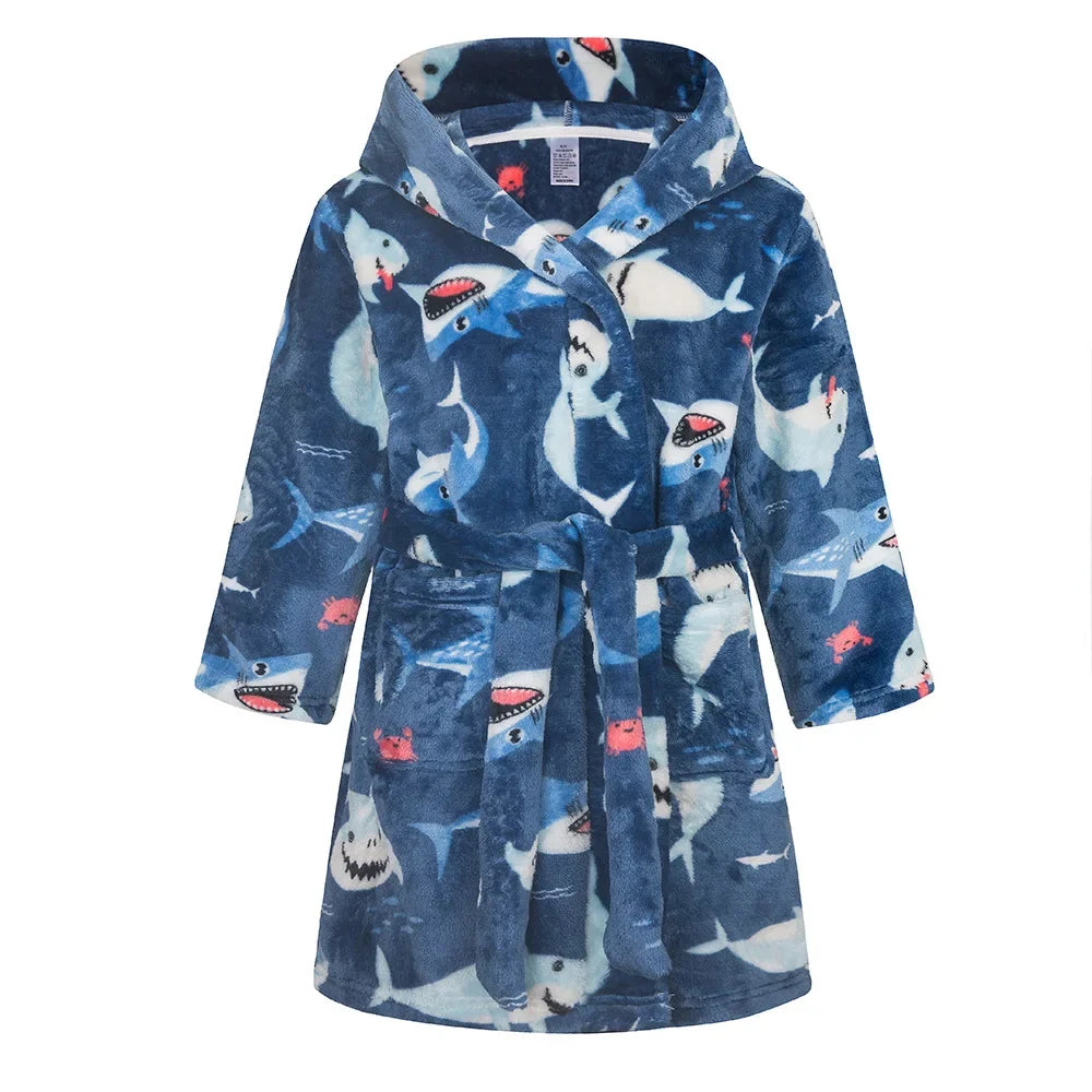 Kids Bathrobe for Girl Children Clothing Girl Flannel Bath Robe Clothes Boy Cartoon Night Robe Kids Pajamas For Girl 2-12 years