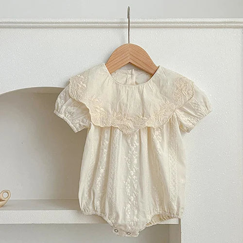 2024 New Summer Sisters Clothes Girls Princess Dress Toddler Baby Bodysuits Short Sleeved Cotton Print Kids Party Dress